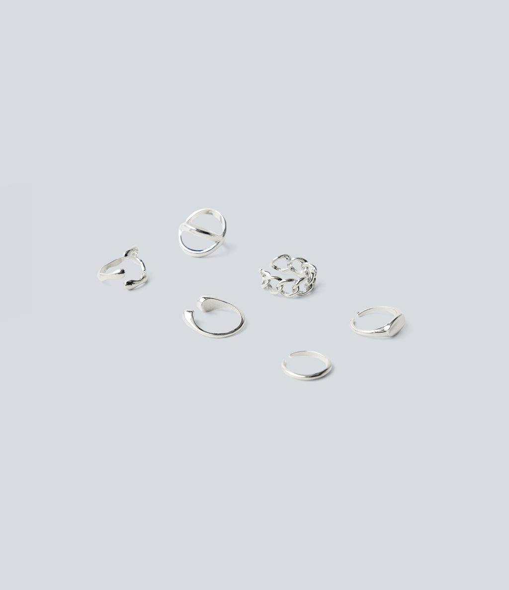 6 Pcs Rings Set — Silver — view 4