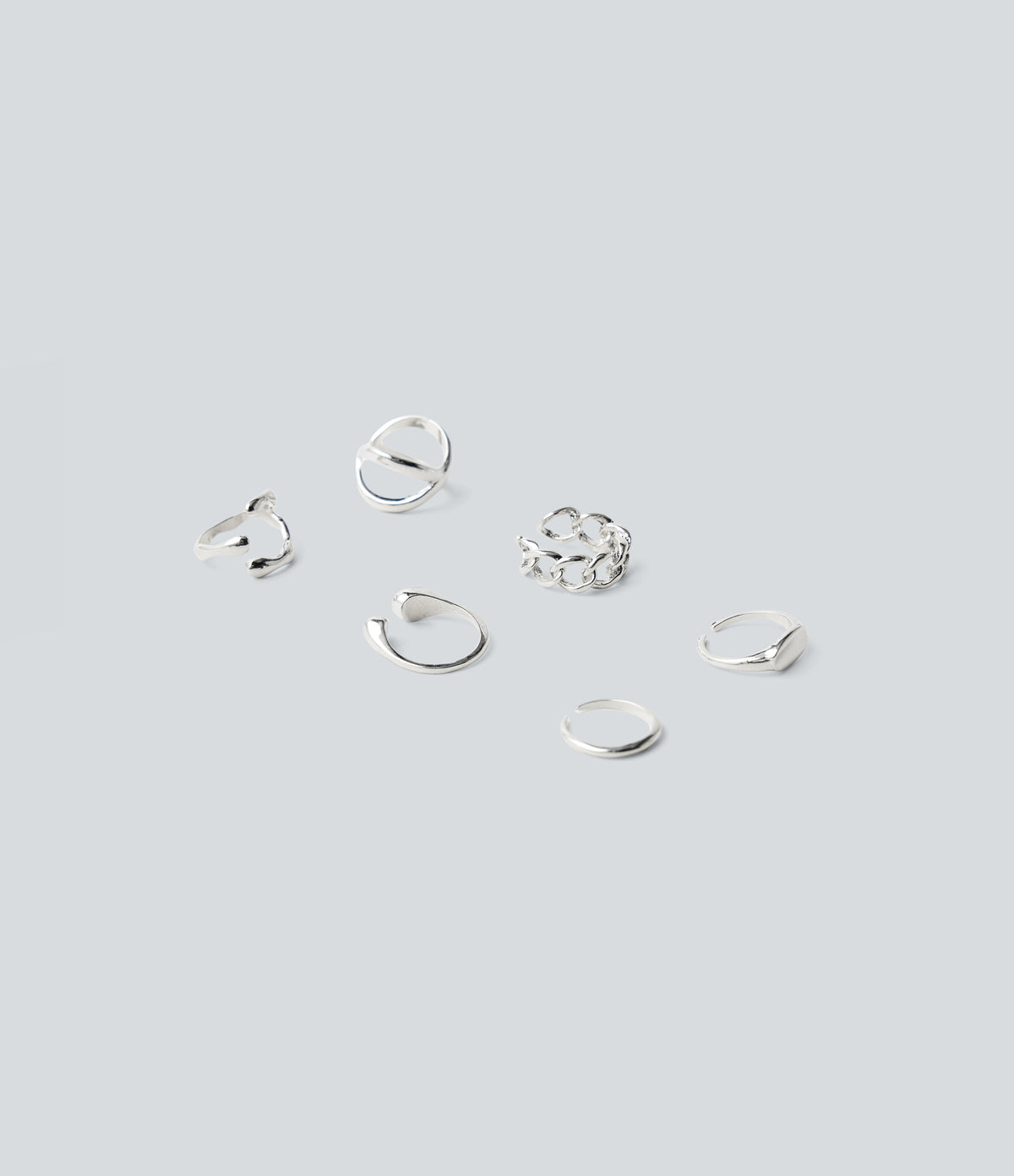 6 Pcs Rings Set — Silver — view 4