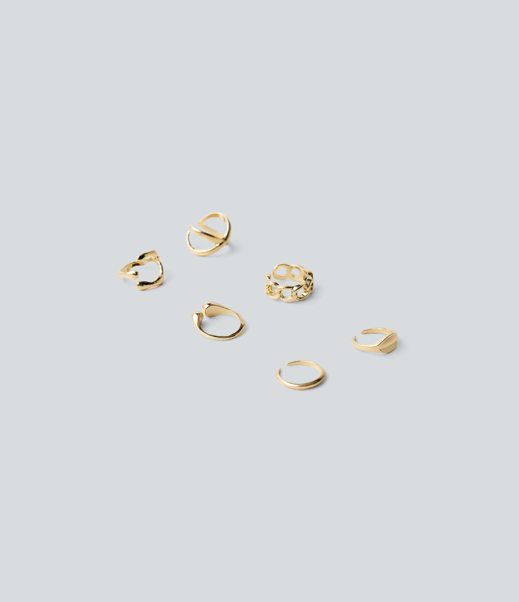 6 Pcs Rings Set — Gold — view 1