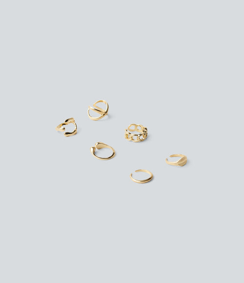 6 Pcs Rings Set — Gold — view 1
