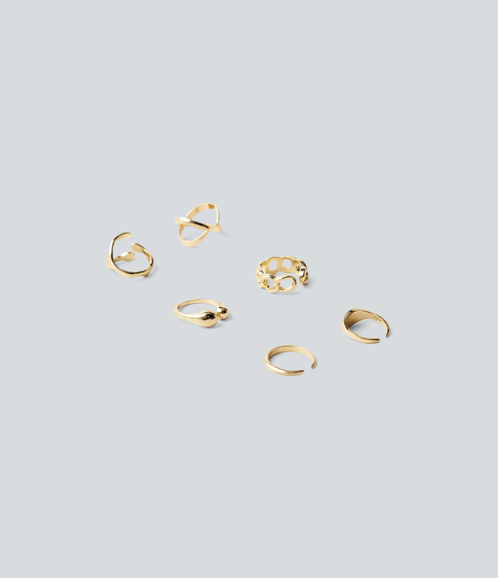 6 Pcs Rings Set — Gold — view 2