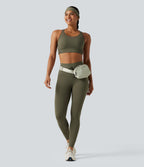 Medium Support Crisscross Back Adjustable Buckle Breathable Mesh Built-in Bra InstantCool Quick Dry Training Sports Bra-UPF50+ — Grass Grey Green — view 8
