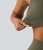 Medium Support Crisscross Back Adjustable Buckle Breathable Mesh Built-in Bra InstantCool Quick Dry Training Sports Bra-UPF50+ — Grass Grey Green — view 6
