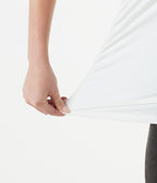 Round Neck Cap Sleeve Ruched Casual T-Shirt — White — view 6