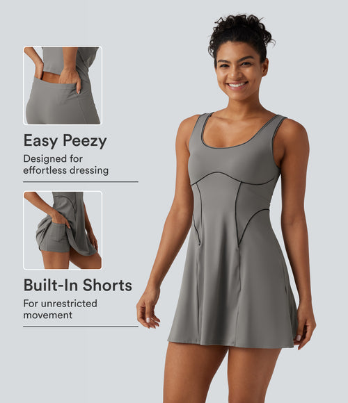 Airy Built-in Bra 2-in-1 InstantCool Mini Yoga Active Dress with Pockets-Edition — Steeple Gray — view 1