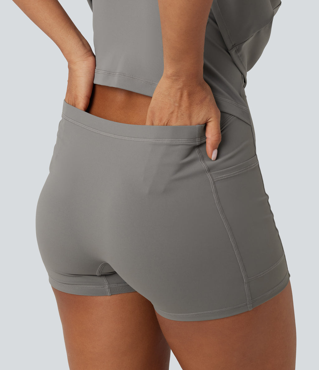 Airy Built-in Bra 2-in-1 InstantCool Mini Yoga Active Dress with Pockets-Edition — Steeple Gray — view 6