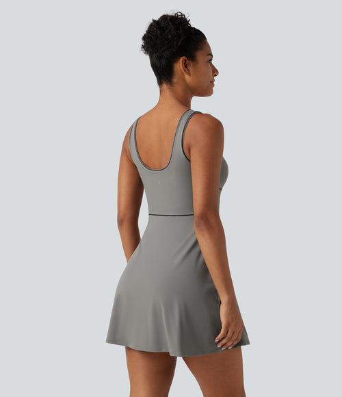 Airy Built-in Bra 2-in-1 InstantCool Mini Yoga Active Dress with Pockets-Edition — Steeple Gray — view 2