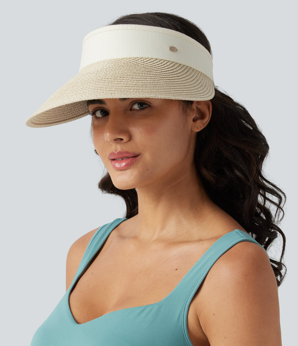 Foldable Packable Visor Hat — Light Beige — view 2