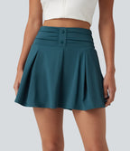 QuickDry High Waisted Tummy Control Ruched 2-in-1 Mini Tennis Skirt with Pockets — Dragonfly — view 4