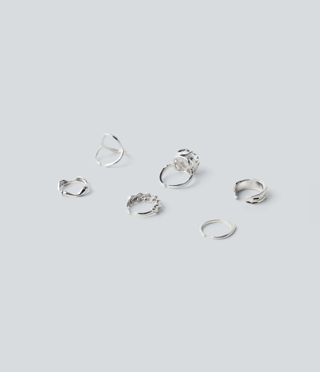 6 Pcs Rings Set — Silver — additional view