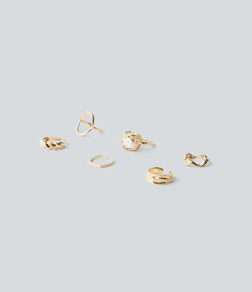 6 Pcs Rings Set — Gold — view 1
