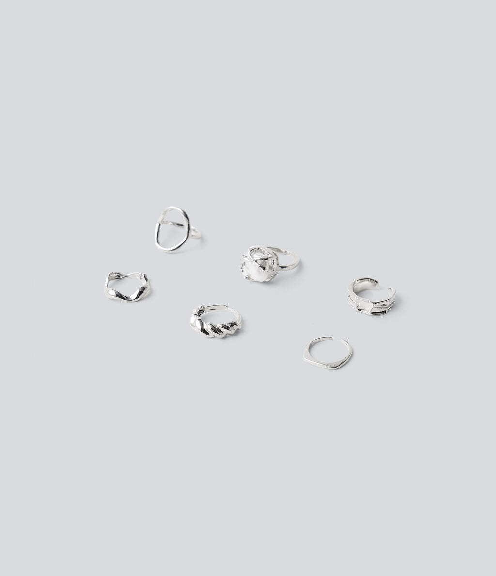 6 Pcs Rings Set — Silver — view 4