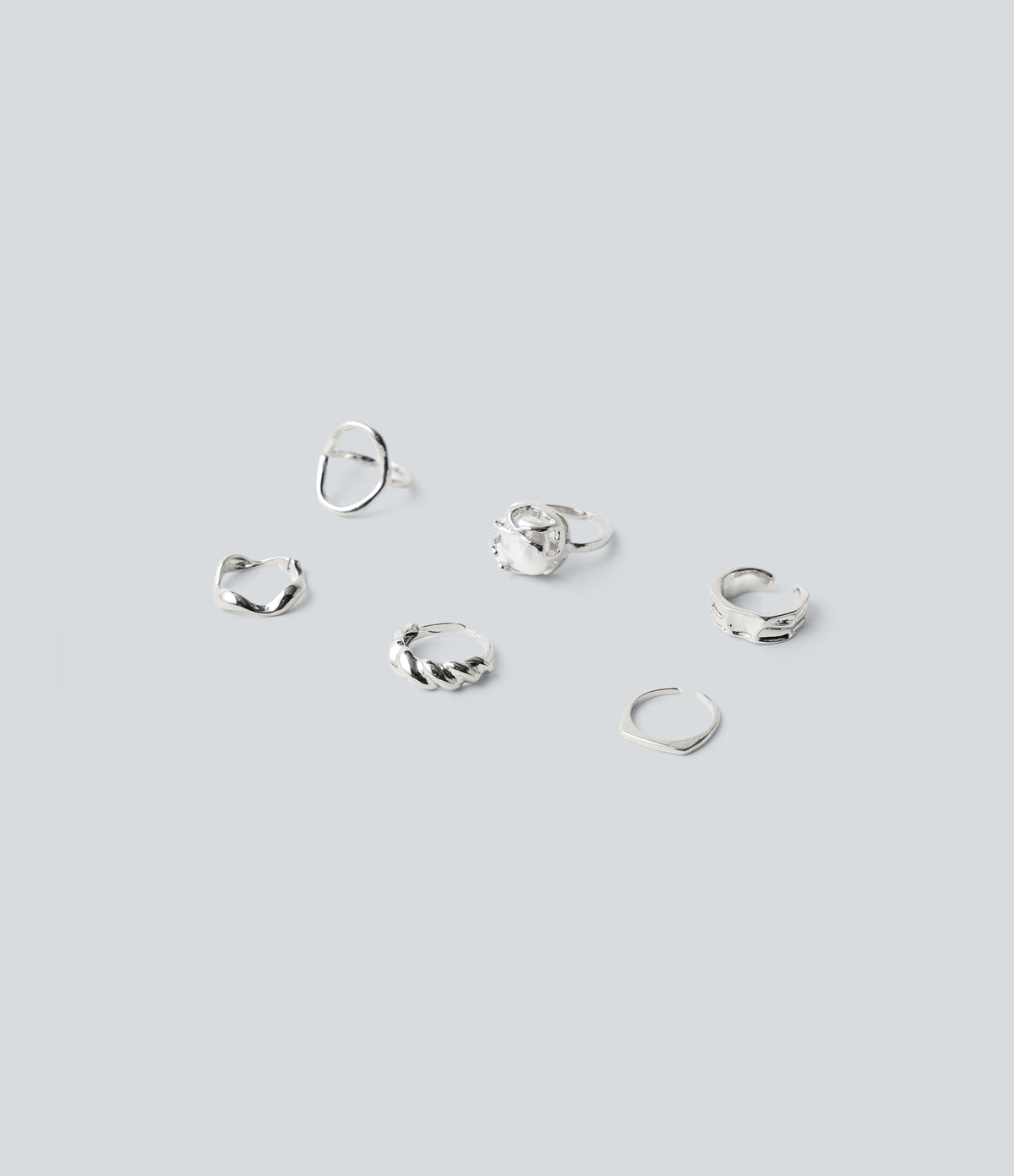 6 Pcs Rings Set — Silver — view 4