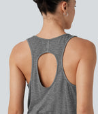 Sleeveless Cut-Out Back Maxi Casual Draped Dress with Pockets — Darl Gray Floral Yarn — view 4