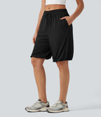 Low Rise Drawstring Dance Balloon Shorts with Pockets — Black — view 1