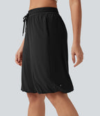 Low Rise Drawstring Dance Balloon Shorts with Pockets — Black — view 6