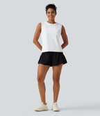 Airy Round Neck Contrast Breathable Mesh InstantCool Running Tank Top — White — view 7