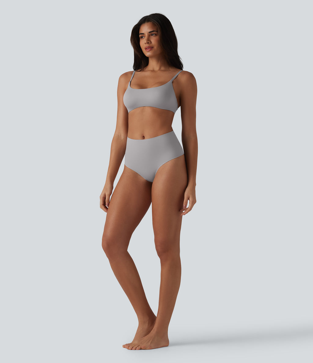 High Waisted Seamless Thong — Steel Gray — view 5
