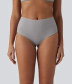 High Waisted Seamless Thong — Steel Gray — view 3