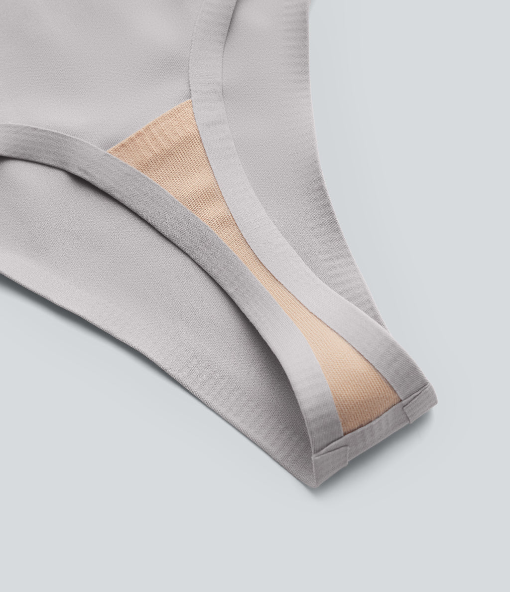 High Waisted Seamless Thong — Steel Gray — view 6
