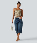 Camo Print Built-in Bra Casual Cami Top — Woodland Camo — view 7