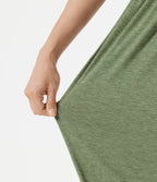Adjustable Straps Ruched Built-in Bra Heathered Casual Jogger Jumpsuit with Pockets — Light Green Floral Yarn — view 8