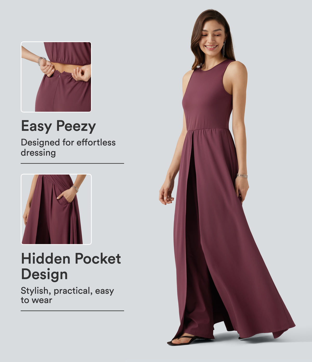 Sleeveless Quick Dry Jumpsuit with Pockets-Edition — Amaranth — view 1