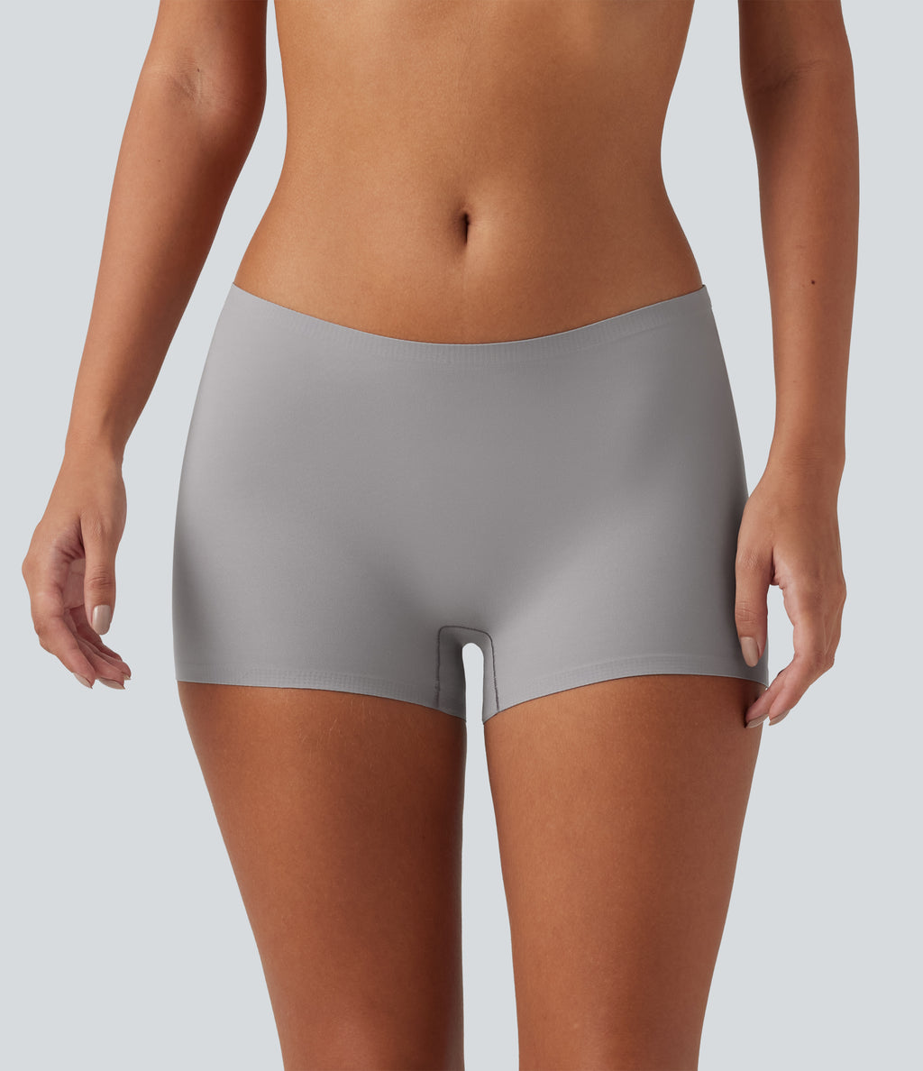 Mid Rise Lounge Smooth Boy Shorts — Steel Gray — view 1