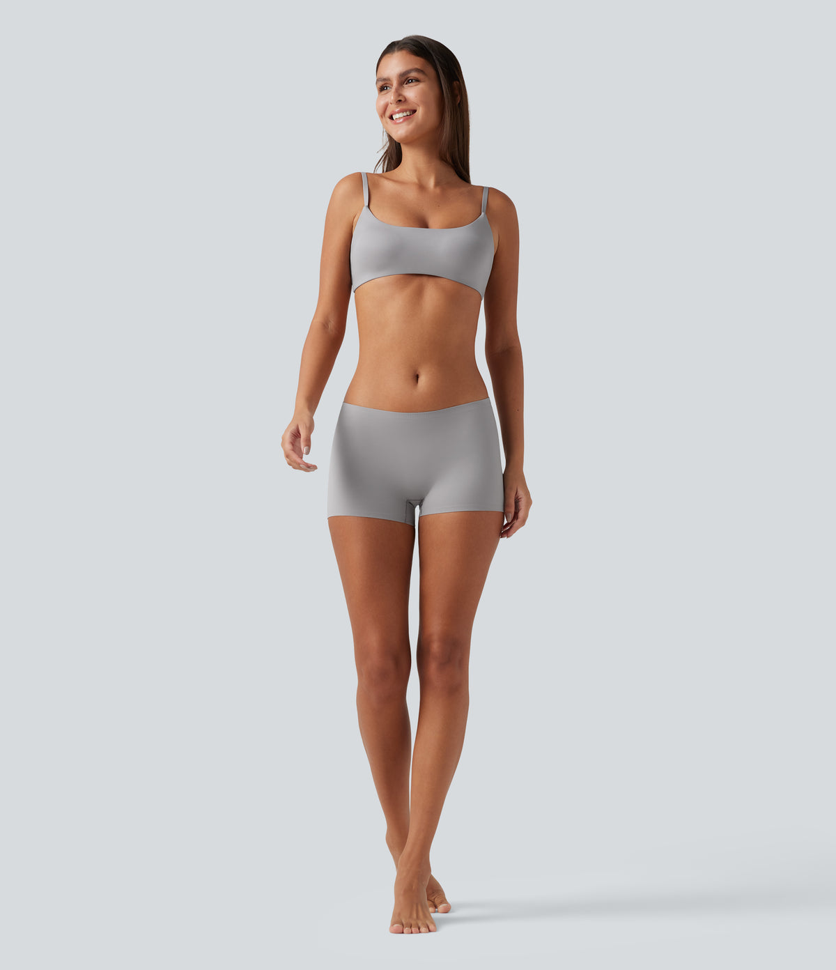 Mid Rise Lounge Smooth Boy Shorts — Steel Gray — view 6