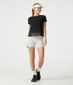 Airy Round Neck Mesh Overlay InstantCool Running Sports Top — Black — view 7