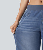 Low Rise Capri Casual Barrel Leg Jeans with Pockets — Estate Blue Denim — view 4