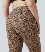 Plus Size Leopard Print High Waisted Tummy Control Yoga Leggings with Pockets — Tan Leopard — view 6