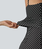 V Neck Polka Dot Slip Jumpsuit with Pockets-Edition — Midnight Dots — view 4