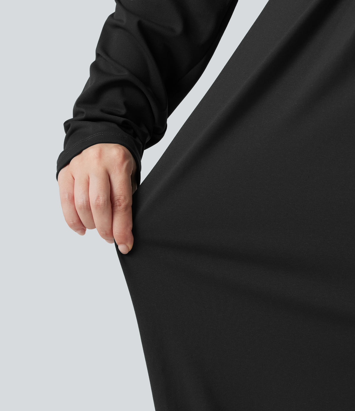 Plus Size Built-in Bra Long Sleeve Wide Leg Jumpsuit — Black — view 8