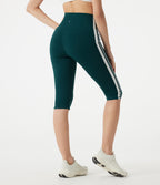 High Waisted Tummy Control Side Stripe Pedal Pusher Yoga Leggings — June Bug — view 2