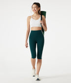 High Waisted Tummy Control Side Stripe Pedal Pusher Yoga Leggings — June Bug — view 7
