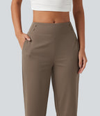 Mid Rise Quick Dry Capri Golf Trousers with Pockets-UPF40+ — Shitake — view 6