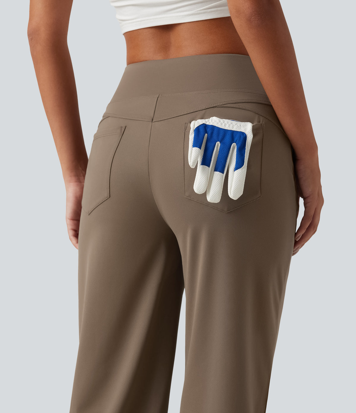 Mid Rise Quick Dry Capri Golf Trousers with Pockets-UPF40+ — Shitake — view 5