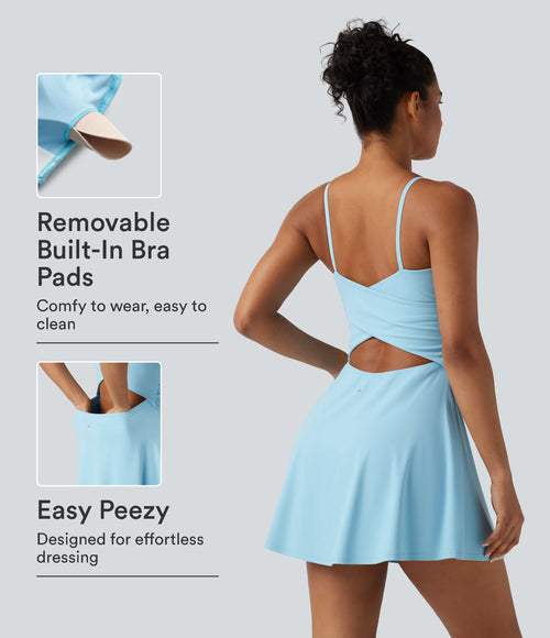 Airy Built-in Bra 2-in-1 Cool Touch Mini Yoga Active Dress with Pockets-Edition — Spun Sugar — view 1