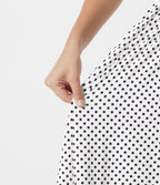 Tie Front Polka Dot Flowy Midi Casual Slip Dress — Snow Dots — view 8