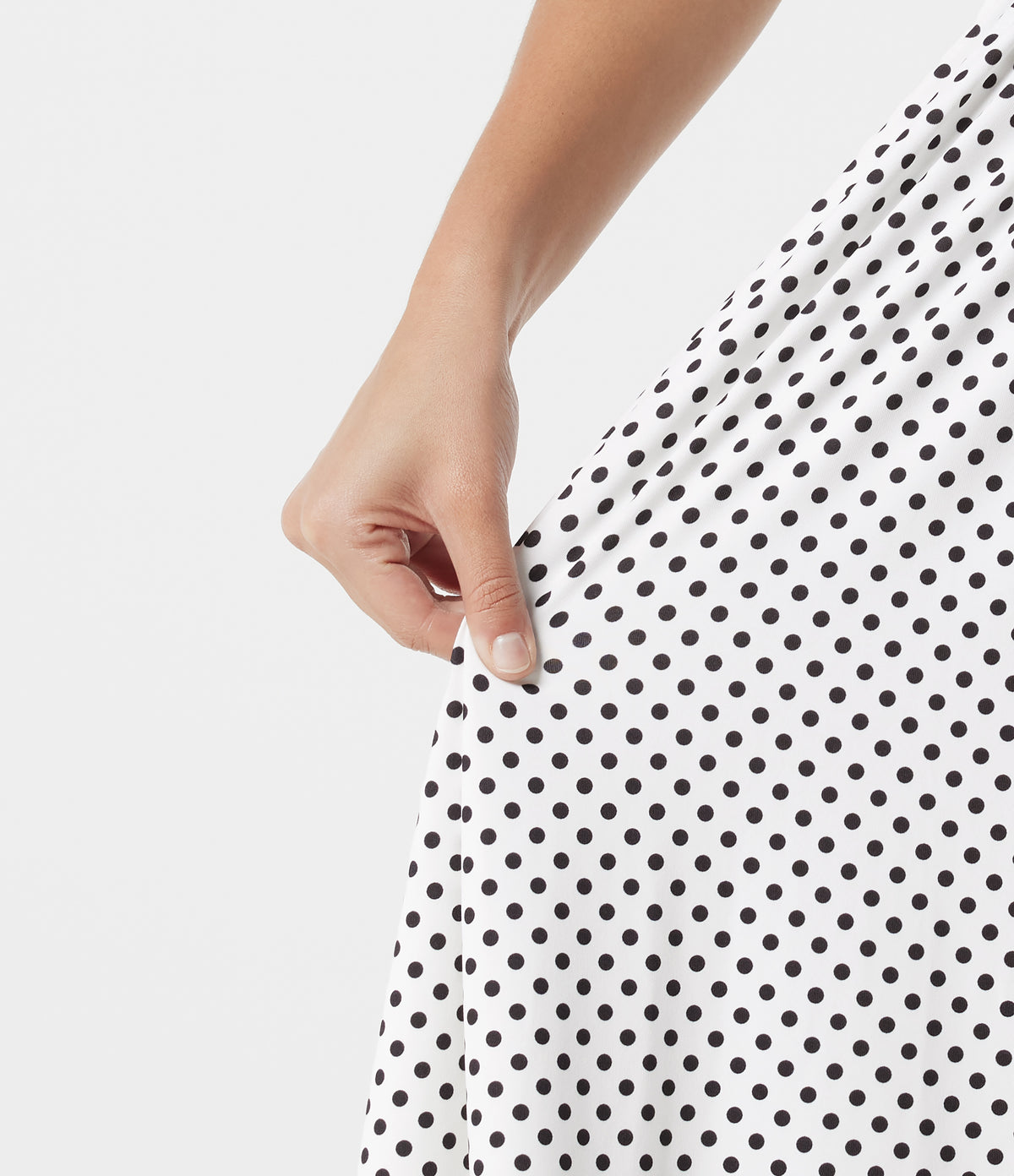 Tie Front Polka Dot Flowy Midi Casual Slip Dress — Snow Dots — view 8