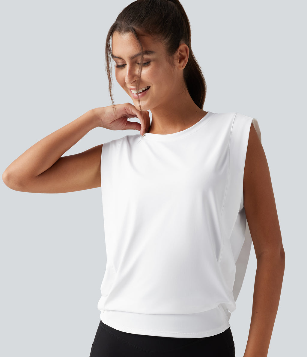 Round Neck Sleeveless Cool Touch Work Sports Top-UPF50+ — White — view 1