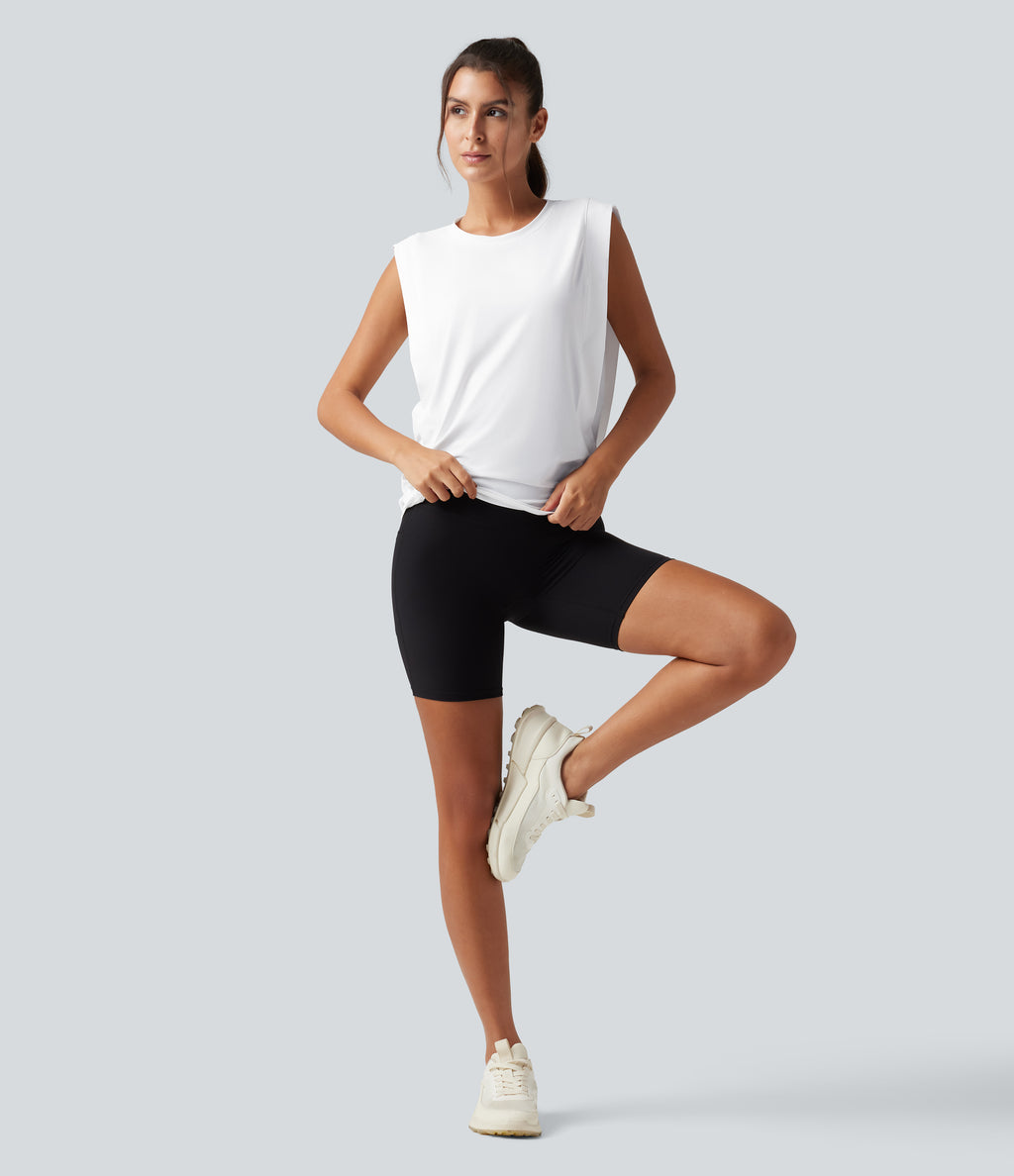 Round Neck Sleeveless Cool Touch Work Sports Top-UPF50+ — White — view 8