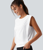 Round Neck Sleeveless Cool Touch Work Sports Top-UPF50+ — White — view 6