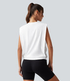 Round Neck Sleeveless Cool Touch Work Sports Top-UPF50+ — White — view 2