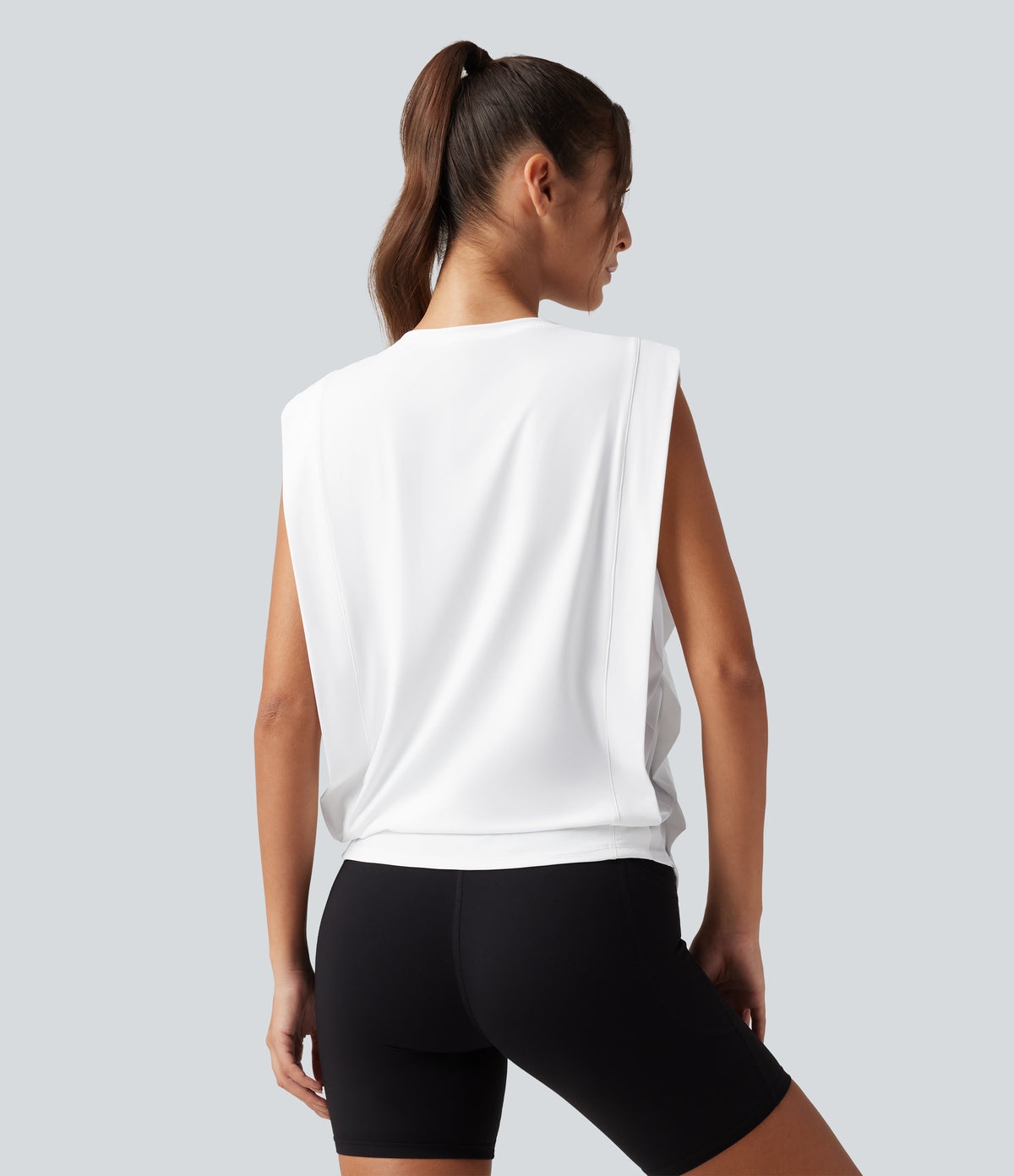 Round Neck Sleeveless Cool Touch Work Sports Top-UPF50+ — White — view 2