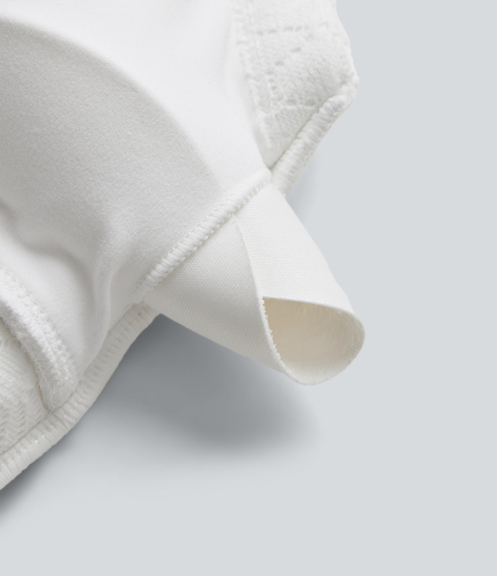 Twisted Backless Contrast Lace Built-in Bra Yoga Tank Top — White — view 8