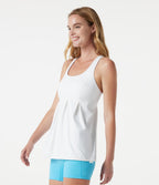 Racerback Drawstring Hem Built-in Bra Cool Touch Quick Dry Running Tank Top-UPF50+ — White — view 4