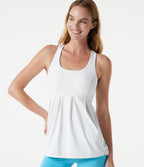 Racerback Drawstring Hem Built-in Bra Cool Touch Quick Dry Running Tank Top-UPF50+ — White — view 7