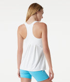 Racerback Drawstring Hem Built-in Bra Cool Touch Quick Dry Running Tank Top-UPF50+ — White — view 3